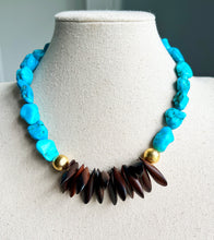 Load image into Gallery viewer, Ebony wood and turquoise necklace