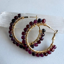 Load image into Gallery viewer, Medium gemstone wrapped hoops