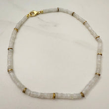 Load image into Gallery viewer, Moonstone beads with brushed gold accents