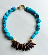 Load image into Gallery viewer, Ebony wood and turquoise necklace