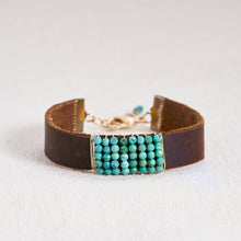 Load image into Gallery viewer, Gemstone Wrapped Leather Cuff bracelet