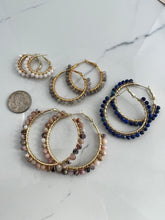 Load image into Gallery viewer, Medium gemstone wrapped hoops