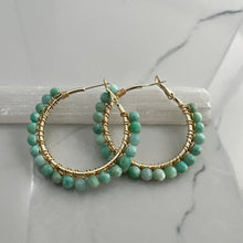 Load image into Gallery viewer, Large gemstone wrapped hoops