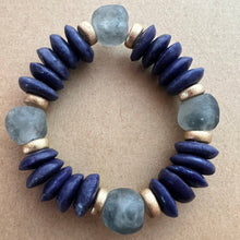 Load image into Gallery viewer, Ashanti glass and gorgeous recycled glass bead bracelets to make your bracelet stack pop. The bracelets are 7", which fits small to medium adult wrists. I use a strong, stretch cord for a nice, comfortable fit. Choose one of the available color combinations or custom create your own