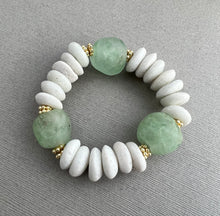 Load image into Gallery viewer, Ashanti glass and gorgeous recycled glass bead bracelets to make your bracelet stack pop. The bracelets are 7", which fits small to medium adult wrists. I use a strong, stretch cord for a nice, comfortable fit. Choose one of the available color combinations or custom create your own