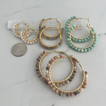 Load image into Gallery viewer, Large gemstone wrapped hoops