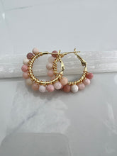 Load image into Gallery viewer, Small gemstone wrapped hoops