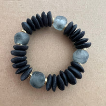 Load image into Gallery viewer, Ashanti glass and gorgeous recycled glass bead bracelets to make your bracelet stack pop. The bracelets are 7", which fits small to medium adult wrists. I use a strong, stretch cord for a nice, comfortable fit. Choose one of the available color combinations or custom create your own