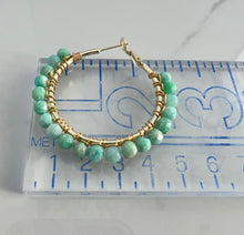 Load image into Gallery viewer, Large gemstone wrapped hoops