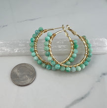 Load image into Gallery viewer, Large gemstone wrapped hoops