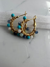 Load image into Gallery viewer, Small gemstone wrapped hoops