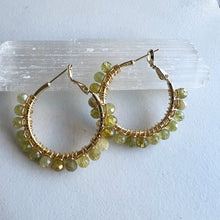 Load image into Gallery viewer, Medium gemstone wrapped hoops
