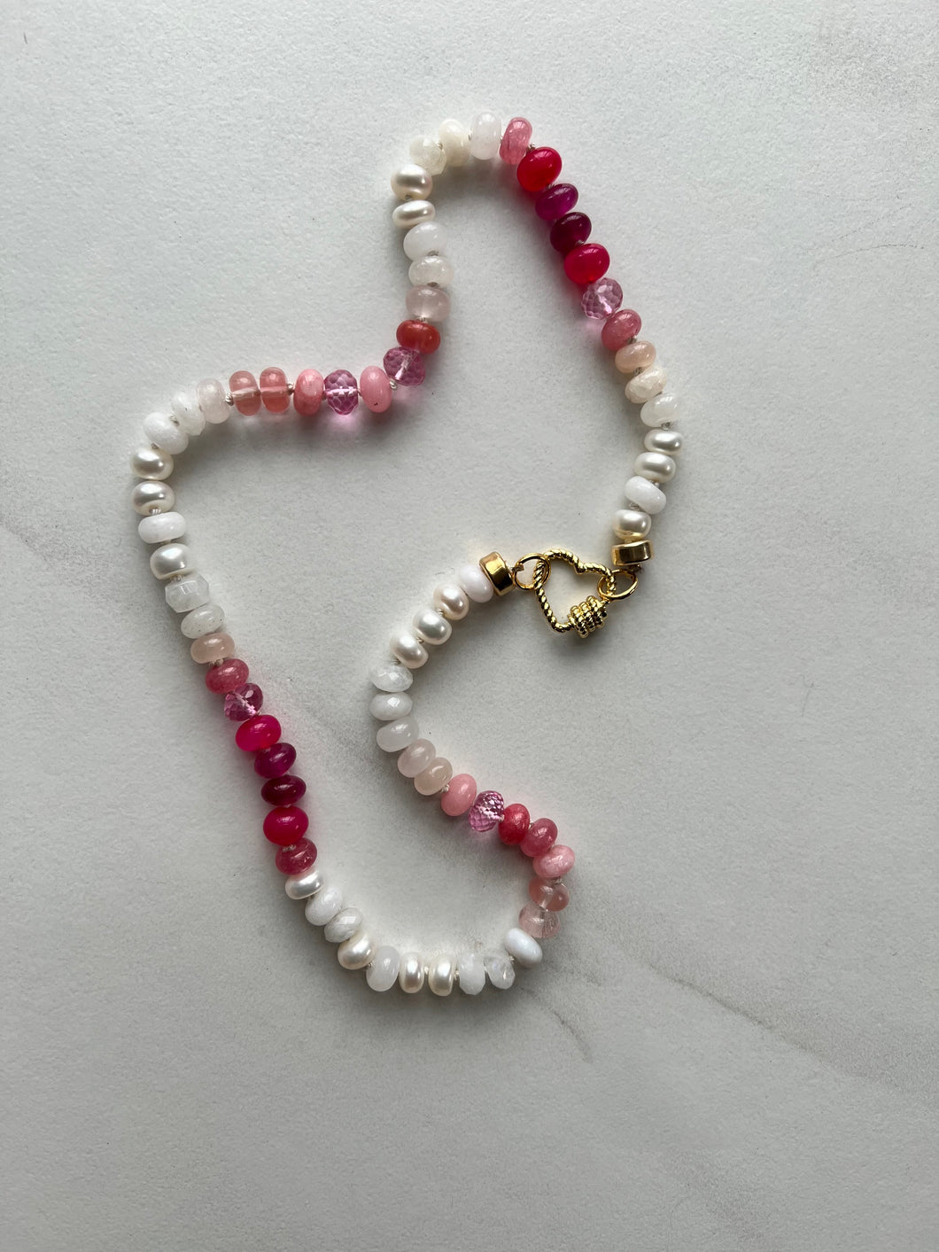 White pink foam necklace