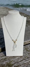 Load image into Gallery viewer, 25incg faceted moonstones adorned with a moonstone heart and fish charm that can be removed easily with the gold filled charm clasps

