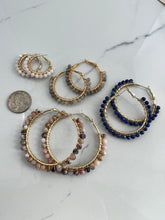 Load image into Gallery viewer, Medium gemstone wrapped hoops
