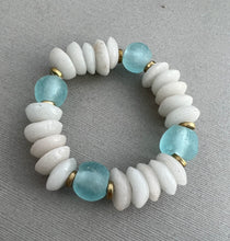 Load image into Gallery viewer, Ashanti glass and gorgeous recycled glass bead bracelets to make your bracelet stack pop.     The bracelets are 7&quot;, which fits small to medium adult wrists. I use a strong, stretch cord for a nice, comfortable fit.  Choose one of the available color combinations or custom create your own
