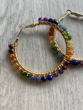 Load image into Gallery viewer, Double Rainbow Gemstone hoops

