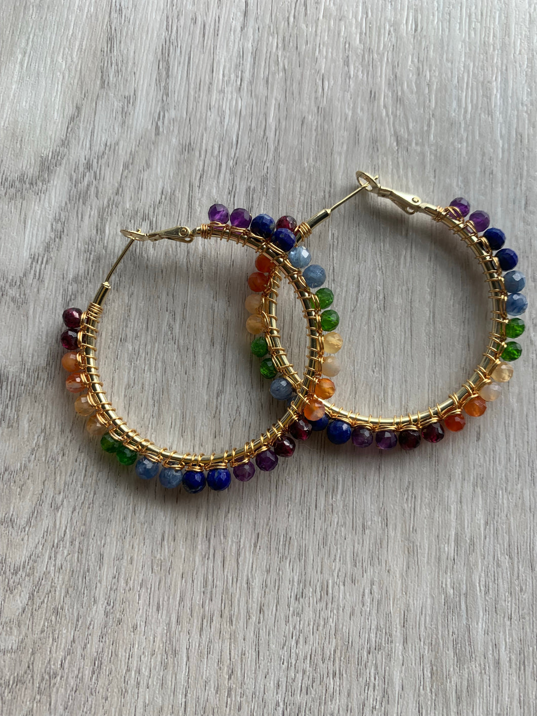 Double Rainbow Gemstone hoops