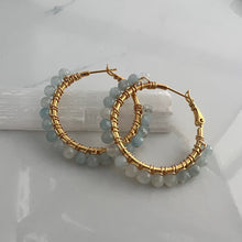 Load image into Gallery viewer, Large gemstone wrapped hoops
